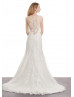 Ivory Sequined Lace Tulle Illusion Back Wedding Dress